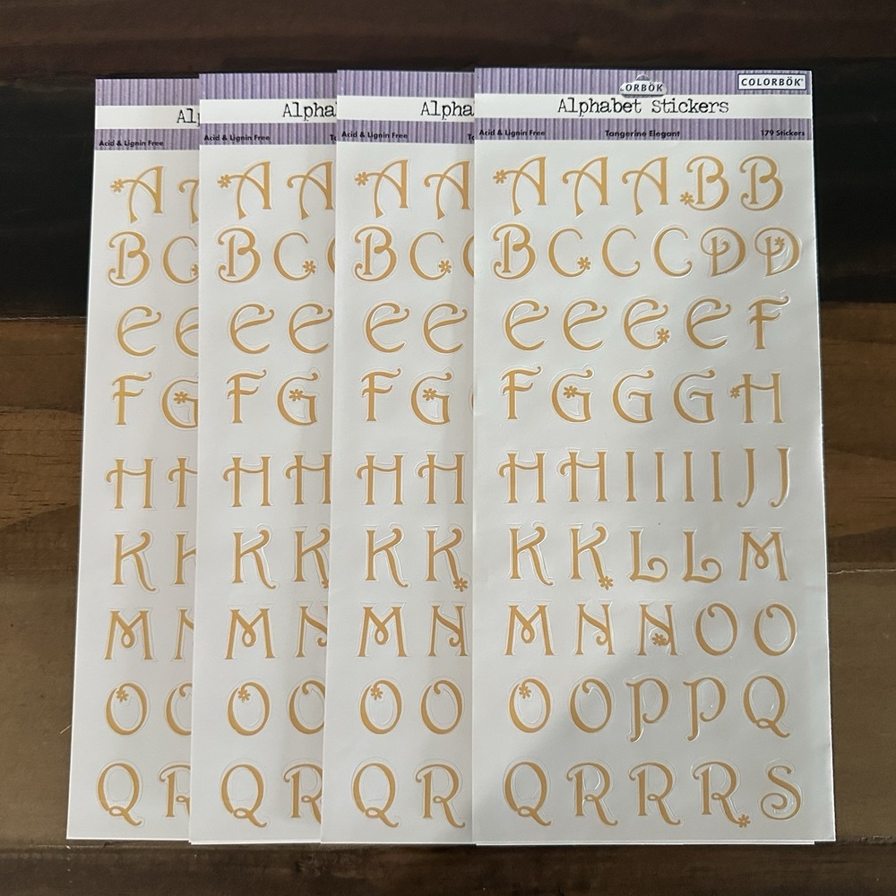 ColorBok Alphabet Stickers 4 Sheets Orange 3/4 Inch Letters Scrapbook 179 Count